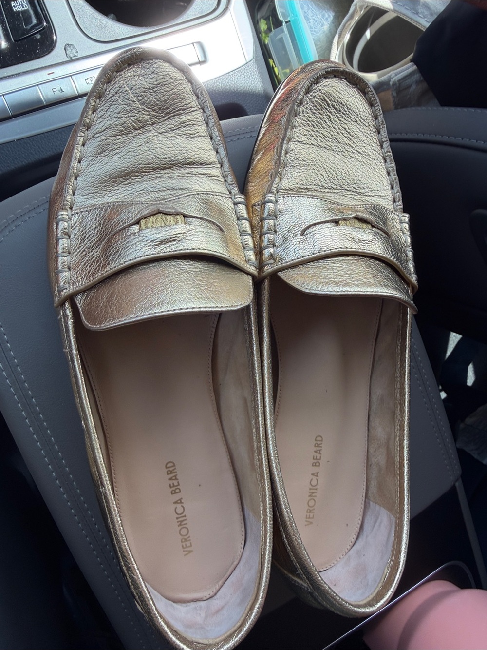 Veronica Beard Metallic Gold Penny Loafers size 11